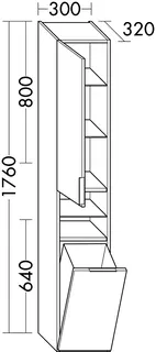 sanibel-Hochschrank 2.0 FLEX HS3042L links 300x1760mm Eiche Caramel