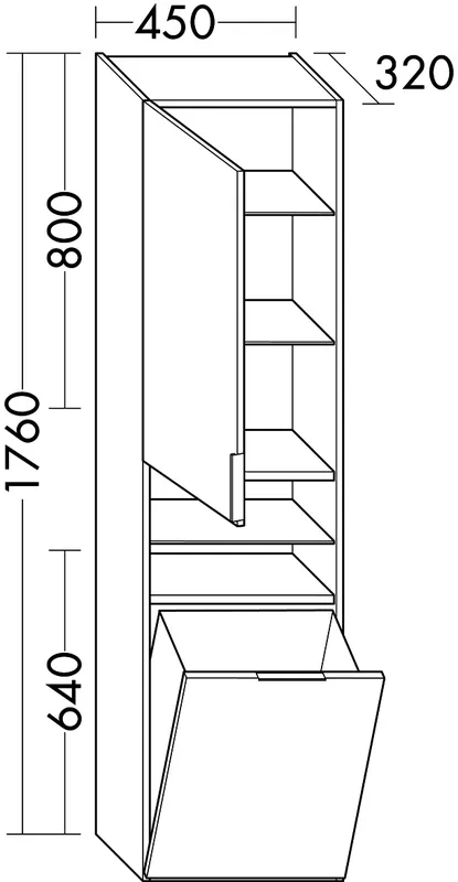 sanibel-Hochschrank 2.0 FLEX HS4542L links 450x1760mm Eiche Caramel