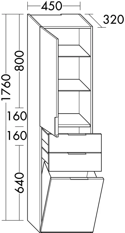 sanibel-Hochschrank 2.0 FLEX HS4549L links 450x1760mm Eiche Caramel