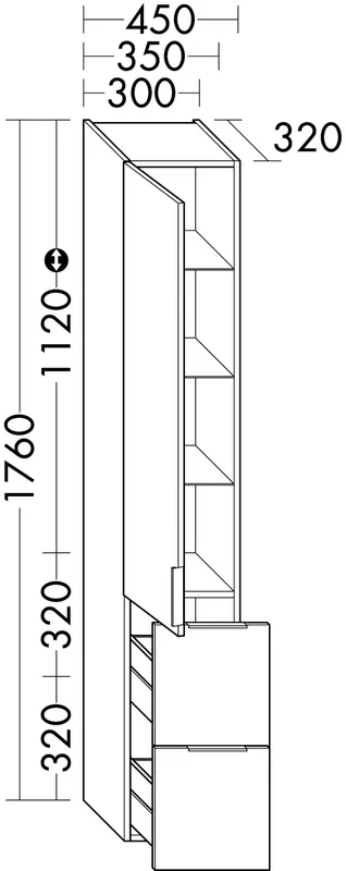 sanibel-Hochschrank 2.0 FLEX HSBC030L links 300x1760mm Eiche Caramel