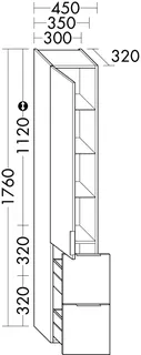 sanibel-Hochschrank 2.0 FLEX HSBC030L links 300x1760mm Eiche Caramel
