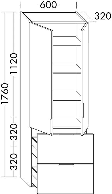 sanibel-Hochschrank 2.0 FLEX HSBC060 600x1760mm Eiche Caramel