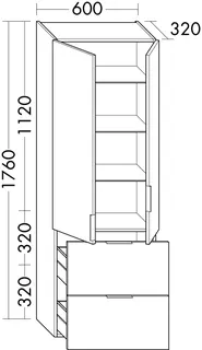 sanibel-Hochschrank 2.0 FLEX HSBC060 600x1760mm Eiche Caramel