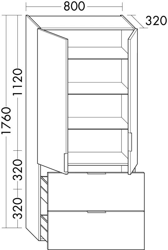 sanibel-Hochschrank 2.0 FLEX HSBC080 800x1760mm Eiche Caramel