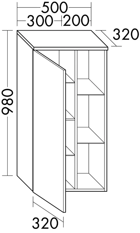 sanibel-Mittelschrank 2.0 FLEX UHGZ050L links 500x980mm Eiche Caramel