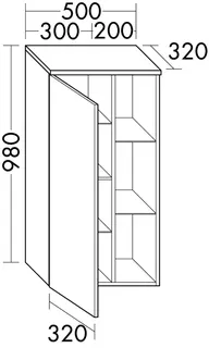 sanibel-Mittelschrank 2.0 FLEX UHGZ050L links 500x980mm Eiche Caramel