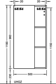 sanibel-Mittelschrank 2.0 FLEX UHGZ050L links 500x980mm Eiche Caramel – Bild 2