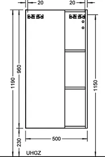 sanibel-Mittelschrank 2.0 FLEX UHGZ050R rechts 500x980mm Eiche Caramel – Bild 2
