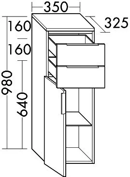 sanibel-Mittelschrank 2.0 FLEX UHIG035L links 350x980mm Eiche Caramel