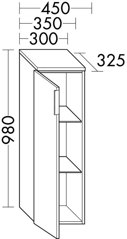 sanibel-Mittelschrank 2.0 FLEX UHZG045L links 450x980mm Eiche Caramel