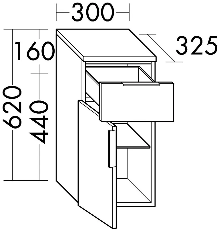 sanibel-Unterschrank 2.0 FLEX USJW030L links 300x620mm Eiche Caramel