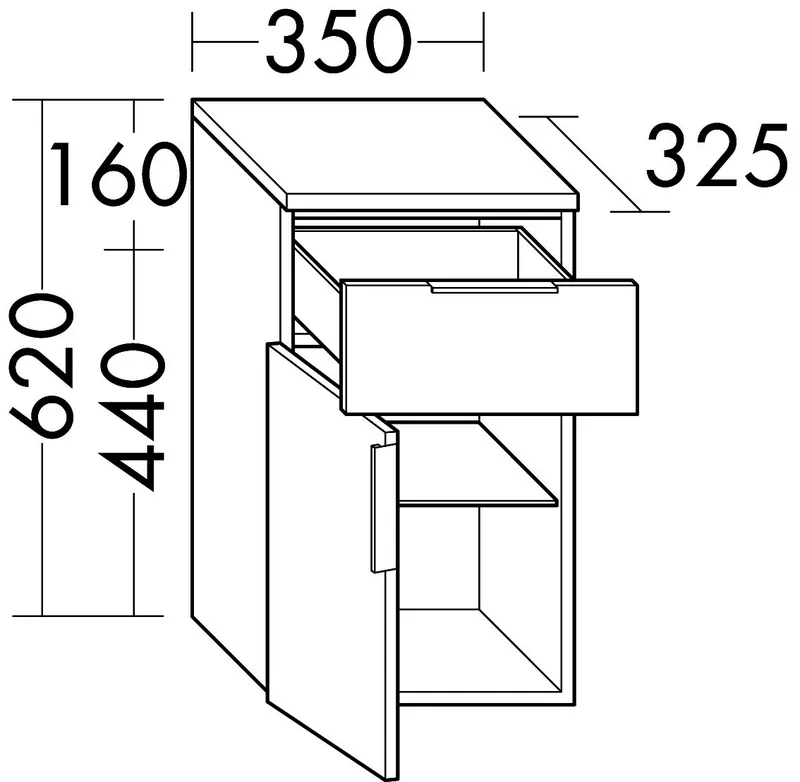 sanibel-Unterschrank 2.0 FLEX USJW035L links 350x620mm Eiche Caramel