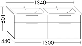 sanibel-Waschtisch-Unterbau 2.0 FLEX SFQQ130 1300mm 2 Schubl/2 Auszüge Eiche Caramel