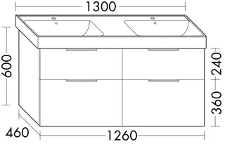 sanibel-Waschtisch-Unterbau 2.0 FLEX SGXC126 1260mm 2 Schubl/2 Auszüge Eiche Caramel