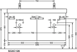 sanibel-Waschtisch-Unterbau 2.0 FLEX SGXC126 1260mm 2 Schubl/2 Auszüge Eiche Caramel – Bild 2