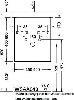 sanibel-Waschtisch-Unterbau 2.0 FLEX WSAA040L bis 400mm breit 1 Tür links Sonderanf. – Bild 2