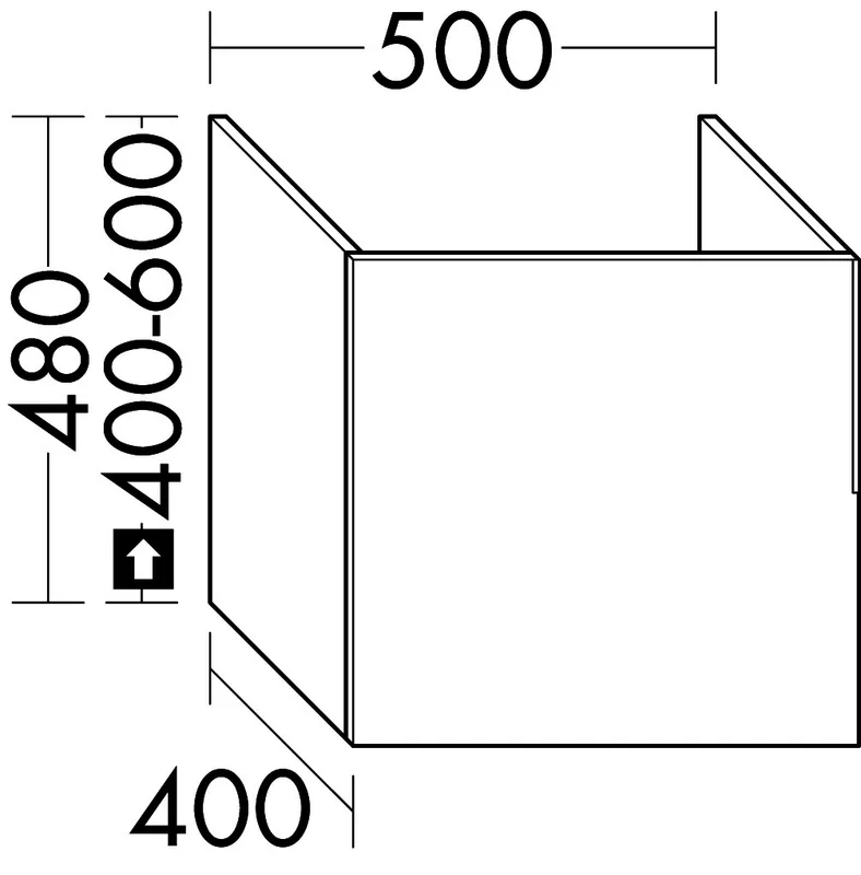 sanibel-Waschtisch-Unterbau 2.0 FLEX WSAA050L bis 500mm breit 1 Tür links Sonderanf.