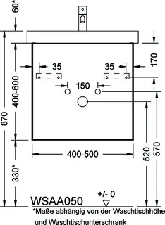 sanibel-Waschtisch-Unterbau 2.0 FLEX WSAA050L bis 500mm breit 1 Tür links Sonderanf. – Bild 2