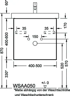sanibel-Waschtisch-Unterbau 2.0 FLEX WSAA050R bis 500mm breit 1 Tür rechts Sonderanf. – Bild 2