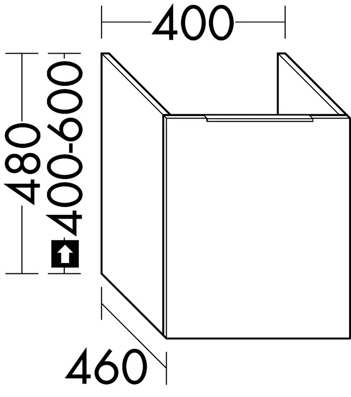 sanibel-Waschtisch-Unterbau 2.0 FLEX WSBA040 bis 400mm breit 1 Auszug Sonderanfert.