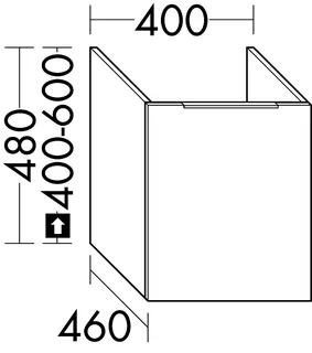 sanibel-Waschtisch-Unterbau 2.0 FLEX WSBA040 bis 400mm breit 1 Auszug Sonderanfert.