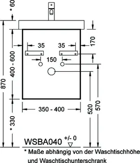 sanibel-Waschtisch-Unterbau 2.0 FLEX WSBA040 bis 400mm breit 1 Auszug Sonderanfert. – Bild 2