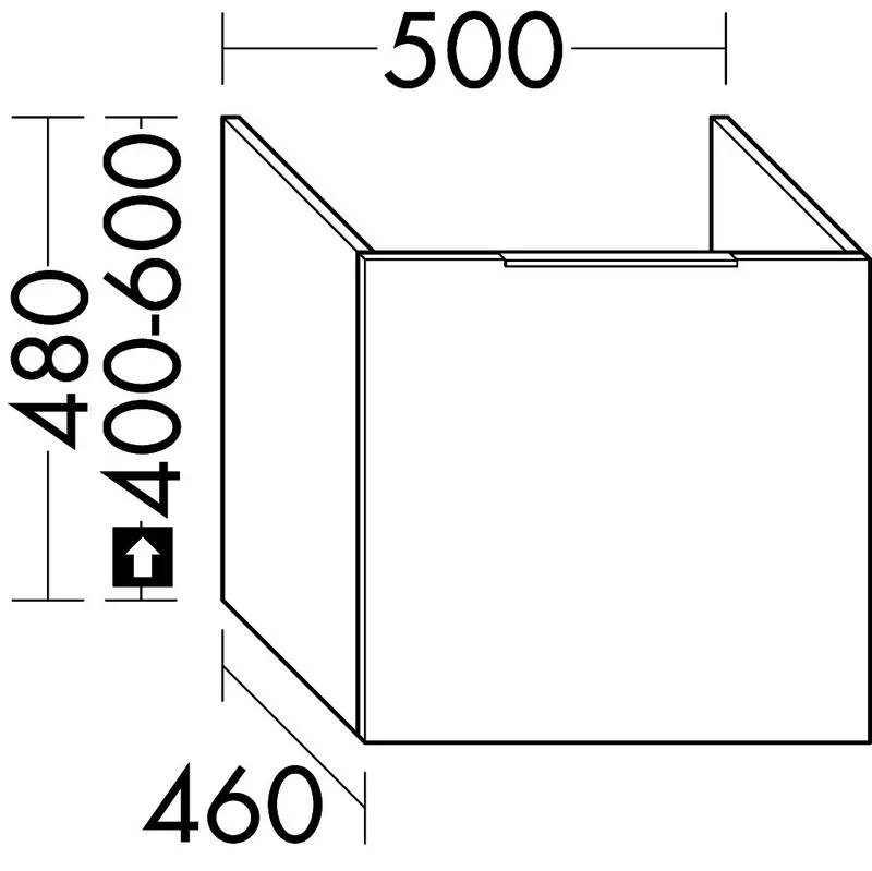 sanibel-Waschtisch-Unterbau 2.0 FLEX WSBA050 bis 500mm breit 1 Auszug Sonderanfert.