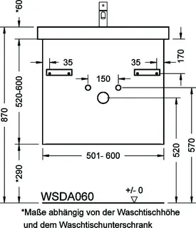 sanibel-Waschtisch-Unterbau 2.0 FLEX WSDA060 bis 600mm breit Schubl/Auszug Sonderanf. – Bild 2