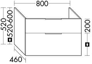 sanibel-Waschtisch-Unterbau 2.0 FLEX WSDA080 bis 800mm breit Schubl/Auszug Sonderanf.