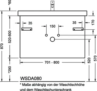 sanibel-Waschtisch-Unterbau 2.0 FLEX WSDA080 bis 800mm breit Schubl/Auszug Sonderanf. – Bild 2