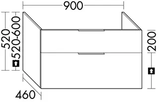sanibel-Waschtisch-Unterbau 2.0 FLEX WSDA090 bis 900mm breit Schubl/Auszug Sonderanf.