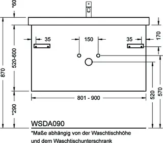 sanibel-Waschtisch-Unterbau 2.0 FLEX WSDA090 bis 900mm breit Schubl/Auszug Sonderanf. – Bild 2