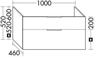 sanibel-Waschtisch-Unterbau 2.0 FLEX WSDA100 bis 1000mm breit Schubl/Auszug Sonderanf