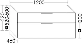 sanibel-Waschtisch-Unterbau 2.0 FLEX WSDA120 bis 1200mm breit Schubl/Auszug Sonderanf