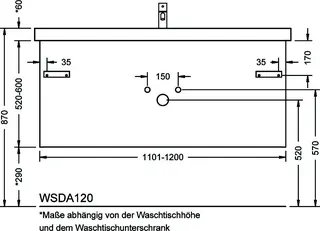 sanibel-Waschtisch-Unterbau 2.0 FLEX WSDA120 bis 1200mm breit Schubl/Auszug Sonderanf – Bild 2