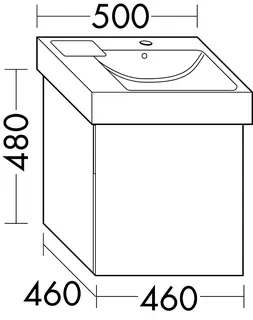 sanibel-Waschtisch-Unterbau 2.0 FLEX WULV046R 460mm breit Tür rechts Eiche Caramel