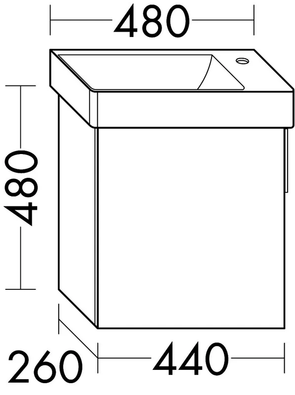 sanibel-Waschtisch-Unterbau 2.0 FLEX WURI044L 440mm breit Tür links Eiche Caramel