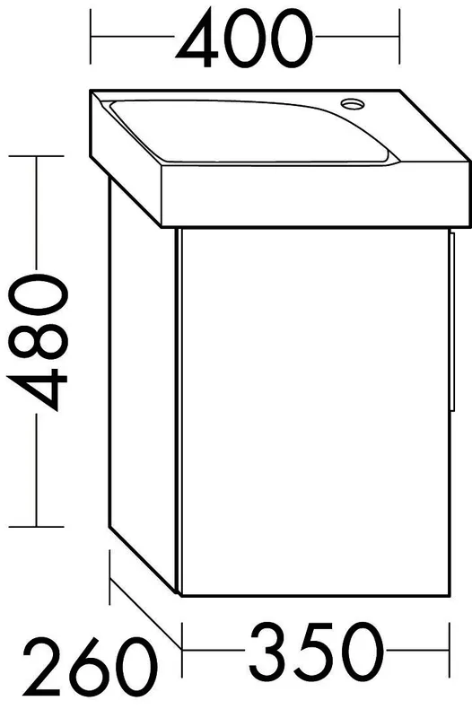 sanibel-Waschtisch-Unterbau 2.0 FLEX WUVE035L 350mm breit Tür links Eiche Caramel