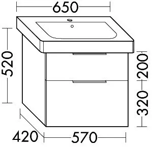 sanibel-Waschtisch-Unterbau 2.0 FLEX WVKS057 570mm breit Schubl/Auszug Eiche Caramel