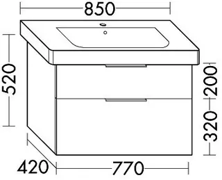 sanibel-Waschtisch-Unterbau 2.0 FLEX WVKS077 770mm breit Schubl/Auszug Eiche Caramel