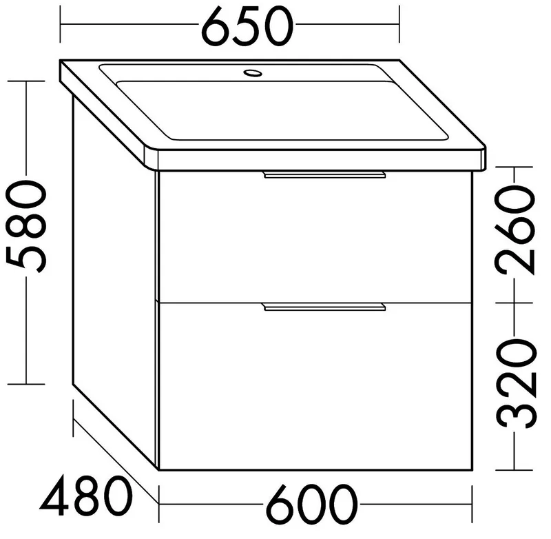sanibel-Waschtisch-Unterbau 2.0 FLEX WVKT060 600mm breit Schubl/Auszug Eiche Caramel