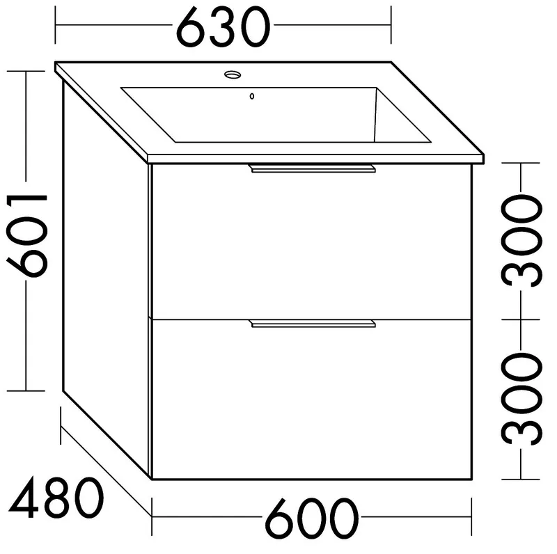 sanibel-Waschtisch-Unterbau 2.0 FLEX WVLB060 600mm breit Schubl/Auszug Eiche Caramel