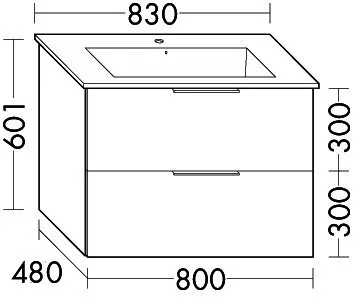 sanibel-Waschtisch-Unterbau 2.0 FLEX WVLB080 800mm breit Schubl/Auszug Eiche Caramel