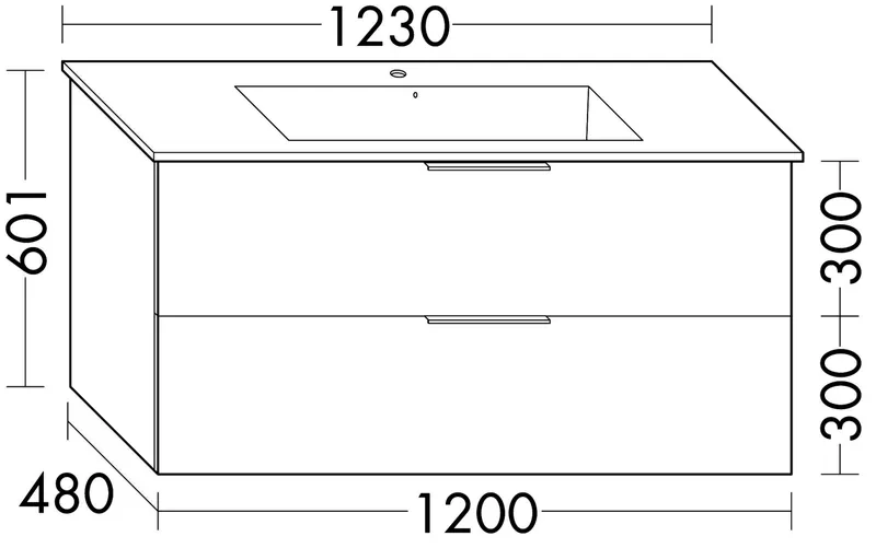 sanibel-Waschtisch-Unterbau 2.0 FLEX WVLB120 1200mm breit Schubl/Auszug Eiche Caramel