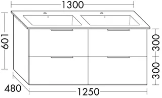 sanibel-Waschtisch-Unterbau 2.0 FLEX WVLB125 1250mm 2 Schubl/2 Auszüge Eiche Caramel