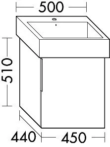 sanibel-Waschtisch-Unterbau 2.0 FLEX WVLC045R 450mm breit Tür rechts Eiche Caramel