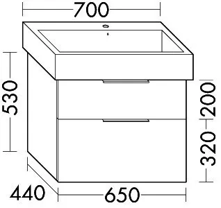 sanibel-Waschtisch-Unterbau 2.0 FLEX WVLD065 650mm breit Schubl/Auszug Eiche Caramel