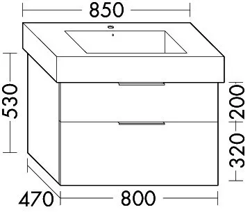sanibel-Waschtisch-Unterbau 2.0 FLEX WVLD080 800mm breit Schubl/Auszug Eiche Caramel