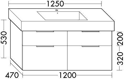 sanibel-Waschtisch-Unterbau 2.0 FLEX WVLD120 1200mm 2 Schubl/2 Auszüge Eiche Caramel