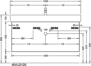 sanibel-Waschtisch-Unterbau 2.0 FLEX WVLD120 1200mm 2 Schubl/2 Auszüge Eiche Caramel – Bild 2